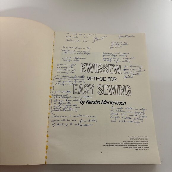 Kwik-Sew Method For Easy Sewing 1982 Vintage Book Kerstin Martensson - Picture 5 of 8